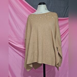 Chico's Beige Poncho with Stud Accents